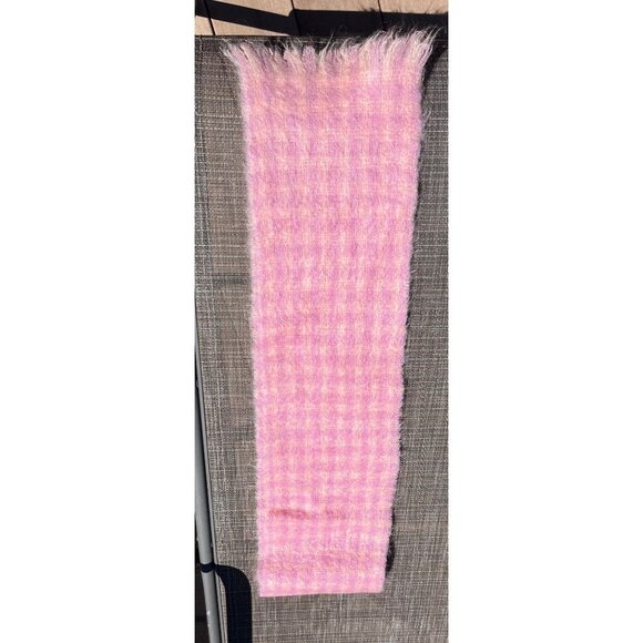 Vintage 1960’s Pink Purple Scarf Plaid Fall Winter Wool Woman's Scarf 33 1/2 x 8 - Picture 9 of 10